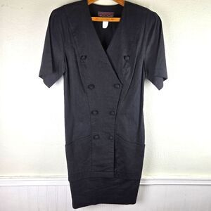 Women's Vintage 80's/90's Alexander Campbell Elegant Black Double-Breasted Dress